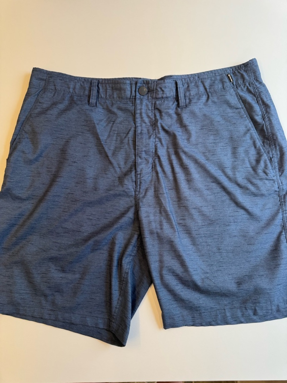 Hurley Men's Heathered Navy Flat Front Performance Hybrid Shorts Size 38